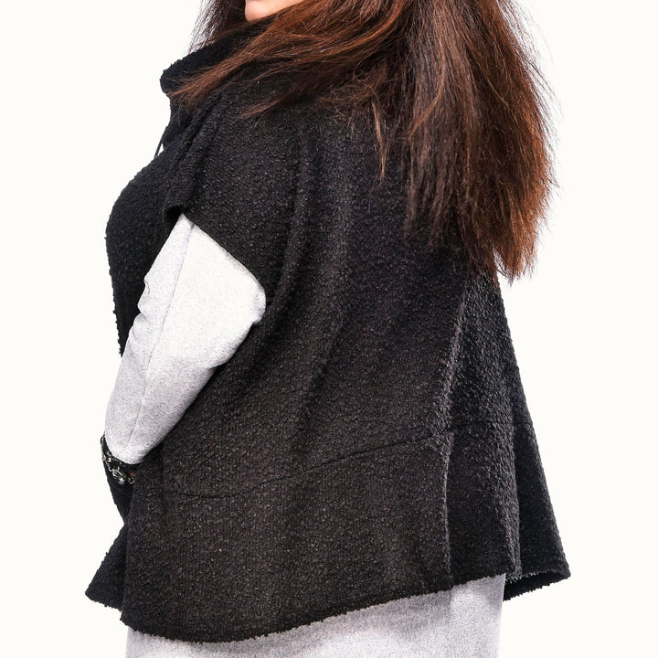 Boucle Poncho with Drawstring