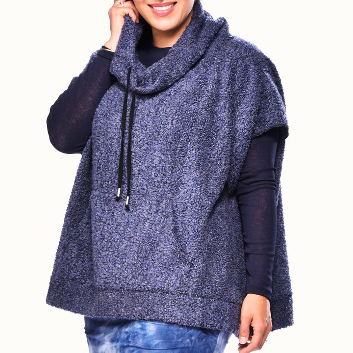 Boucle Poncho with Drawstring