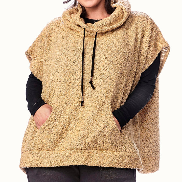 Boucle Poncho with Drawstring