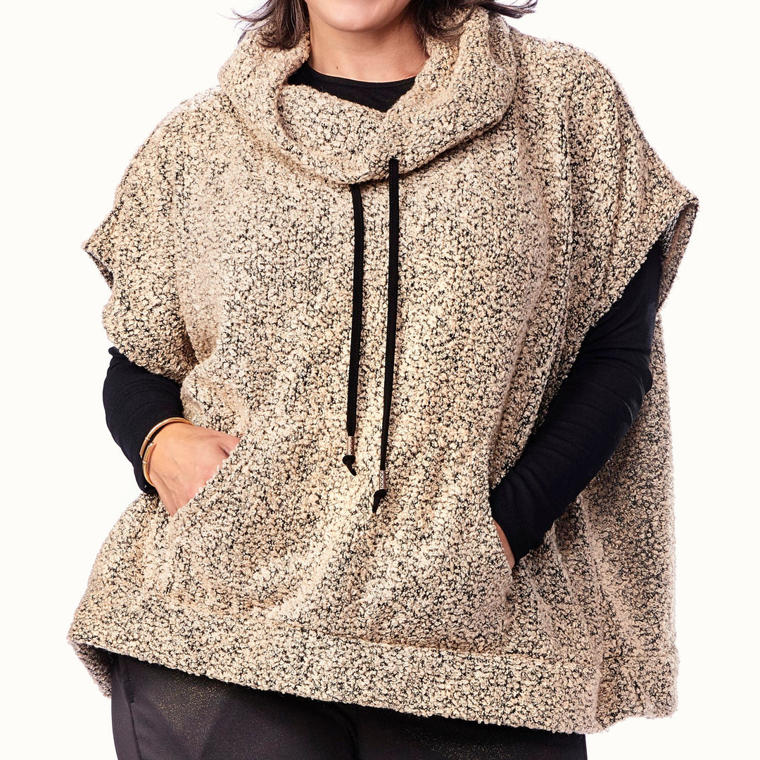 Boucle Poncho with Drawstring