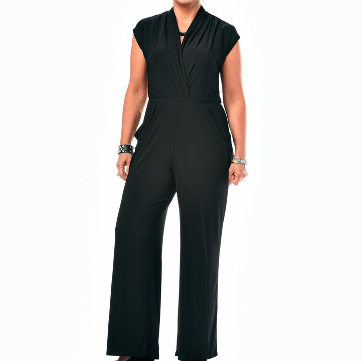 Pocketed Surplice Jumpsuit
