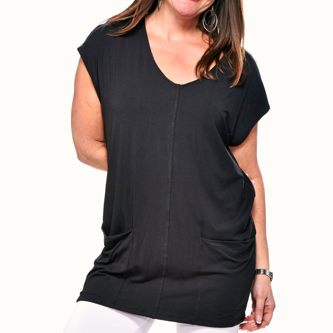 Bamboo Pocketed V-Neck Tunic