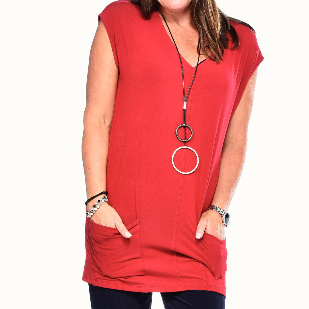 Bamboo Pocketed V-Neck Tunic