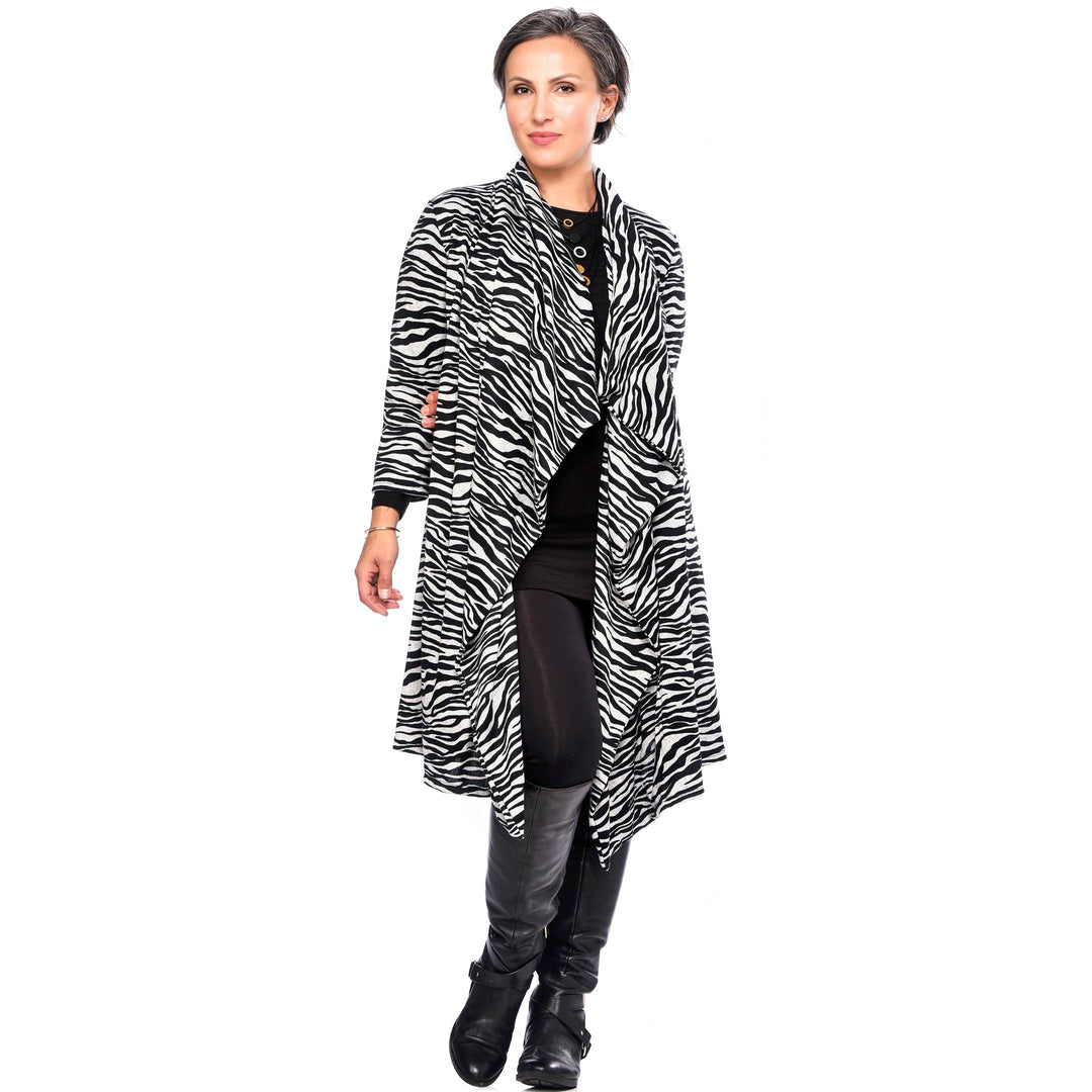 Knit  Pocketed Cascade  Cardigan