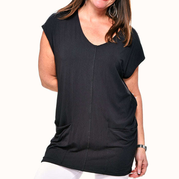 Bamboo Pocketed V-Neck Tunic